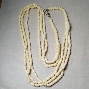 Vintage Bone Bead Multistrand Necklace